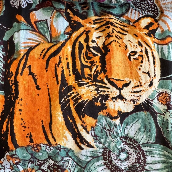 Cost Plus World Market Orange and Green Tiger Flutter Sleeve V-Neck Dress - Picture 6 of 9